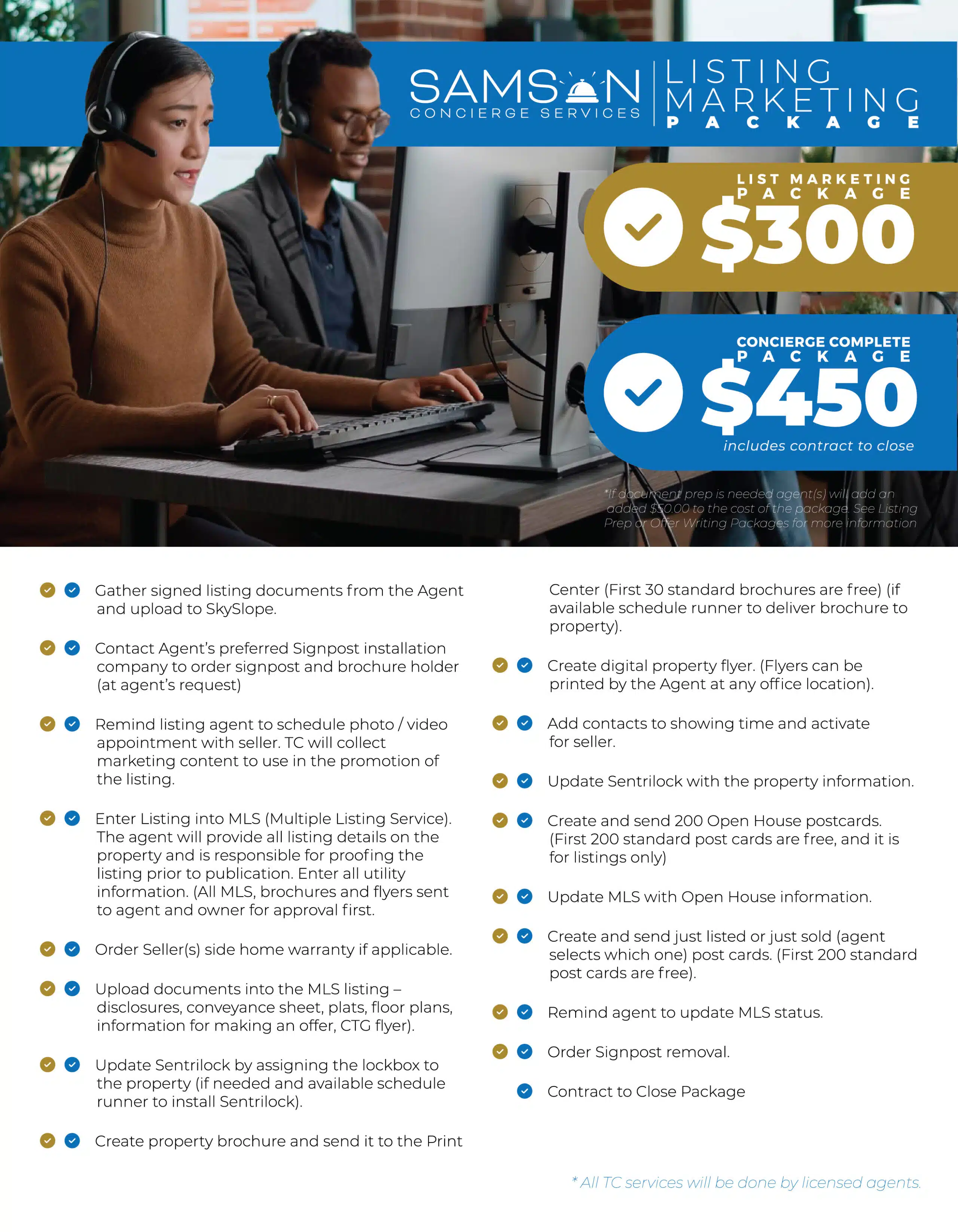 Samson Properties Listing Marketing Package and Concierge Complete overview